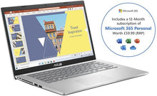 Load image into Gallery viewer, "1 YEAR MICROSOFT 365 FREE" with the ASUS VivoBook 14 Intel Core i3 4GB RAM 128GB SSD 14" IPS Laptop + Microsoft 365 R465EA-EB197TS