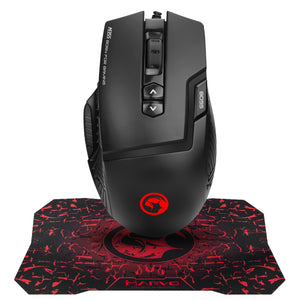 Marvo Scorpion M355 USB 7 Colour LED Black Programmable Gaming Mouse with G1 Small Gaming Mouse Pad Gaming Combo