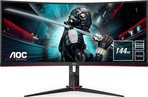 AOC CU34G2X/BK 34" UWQHD FREESYNC 144HZ CURVED GAMING MONITOR